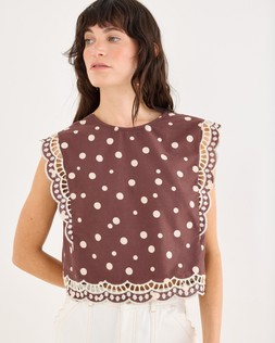 Spot Print Embroidered Top £55 €72