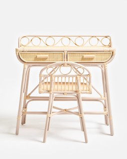 Vero Pink Rattan Dressing Table and Chair £495