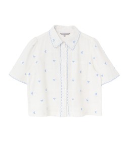 White & Blue Heart Embroidered Scalloped Shirt £65 €85