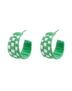 Willa Green Check Raffia Hoop Earrings £18 €23.50