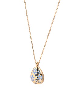 Zoe Blue Enamel Flower Teardrop Pendant Necklace £24