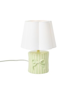 Bow Green Striped Ceramic Table Lamp & Shade