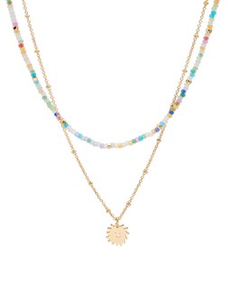 Brilla Sunshine Charm Beaded Layered Necklace £24