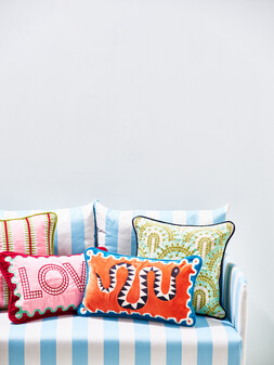 Love Pink Embroidered Cushion Cover £25