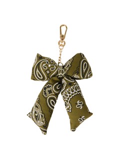 Khaki Green Bandana Print Bow Bag Charm