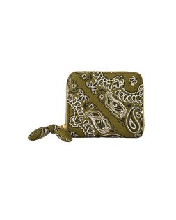 Khaki Green Bandana Print Zip Around Purse