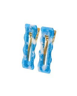 Chloe Blue Resin Wavy Hair Clips Set of Two £14.5