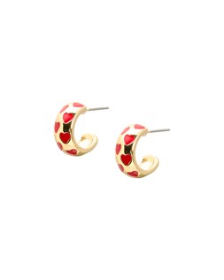Lola Red Enamel Mini Heart Hoop Earrings