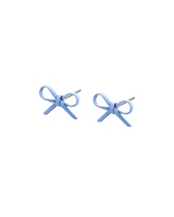 Poppy Blue Ribbon Bow Earrings