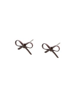 Poppy Brown Ribbon Bow Earrings