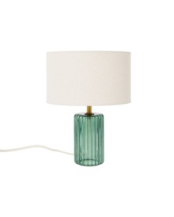 Sarie Green Ribbed Glass Table Lamp & Shade