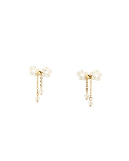 Aelia Faux Pearl Chain Detail Bow Earrings £14.50