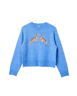 Blue Panther Embroidered Crew Neck Knitted Jumper £68