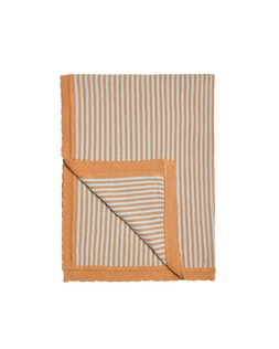 Blue & Terracotta Stripe Knitted Throw £35