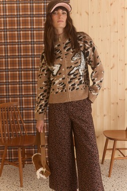 Brown Horse Print Crew Neck Knitted Jumper £70 1953862