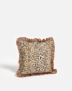 Brown & Red Ruffle Leopard Print Cotton Cushion Cover £29.5