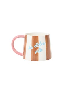 Brown & White Striped La Dolce Vita Ceramic Mug £12.5