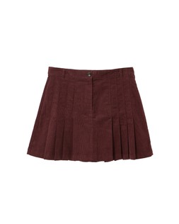 Burgundy Cord Pleated Mini Skirt £60