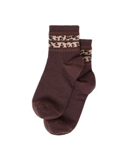 Chocolate Brown & Leopard Print Striped Sporty Ankle Socks £8.50