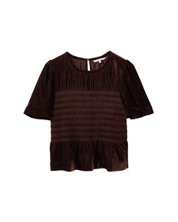 Chocolate Brown Velvet Shirred T-Shirt £55