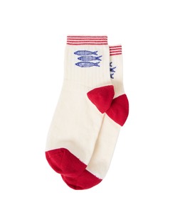 Cream & Blue Sardines Ribbed Ankle Socks £8.50