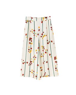 Cream & Green Striped Tomato Print Wide Leg Culotte Trousers £65
