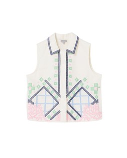 Ecru Cross Stitch Sleeveless Jacket £65