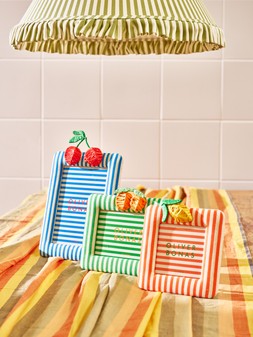 Fruta Orange & White Lemon Photo Frame 4x4 £20 & Fruta Green & White Orange Photo Frame 4x6 £22.5 & Fruta Blue & White Cherry Photo Frame 5X7 £24.5