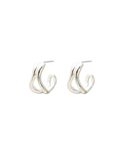 Galia Wavy Shaped Silver Chunky Hoop Earrings £42