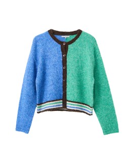 Green & Blue Colour Block Crew Neck Knitted Cardigan £68