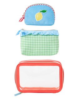 Green, Blue & Orange Wash Bags Set of Three £35