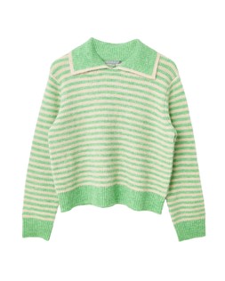 Green & Cream Striped Collared Knitted Jumper £65