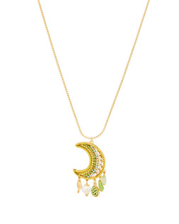 Julie Beaded Moon & Charm Statement Pendant Necklace £28