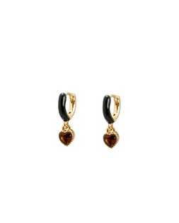 Madden Enamel & Stone Detail Heart Drop Mini Huggies £12.50