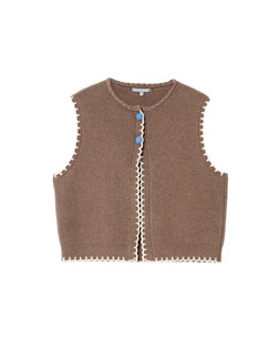 Mocha Brown Blanket Stitch Knitted Waistcoat £55