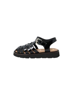 Oliver Bonas Black Crinkle Patent Weave Fisherman Sandal £70