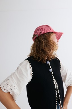 Oliver Bonas Blanket Stitch Detail Waistcoat £55 - Oliver Bonas Ecru Spot Quilted Jacket £110 - Oliver Bonas Chambray Basque Trouser £70 - Oliver Bonas Red Pinstripe Cap £28 (13)