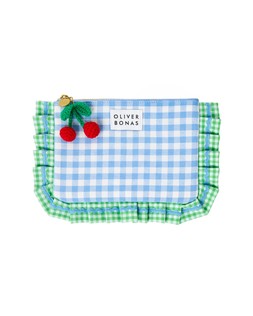Oliver Bonas Blue Green Gingham Pouch £25