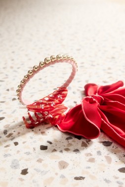 Oliver Bonas Daphne Gold Ball & Pink Velvet Thin Metal Headband £24 (2)