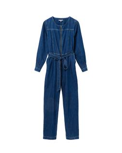 Oliver Bonas Denim Tuck Shoulder Zip Through Jumpsuit £90