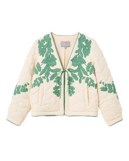 Oliver Bonas Ecru Applique Quilted Tie Front Jacket £115