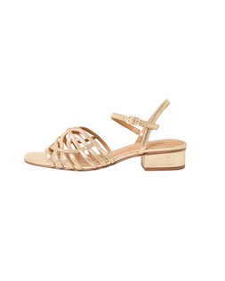 Oliver Bonas Gold Deco Weave Block Heel Sandal £75