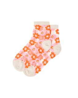 Oliver Bonas Gold Pink & Orange Glitter Floral Sheer Socks £8