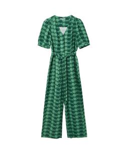 Oliver Bonas Green Circle Print V Front Jumpsuit £90