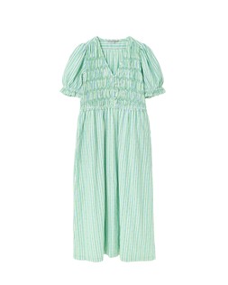 Oliver Bonas Green Stripe Smock Bodice Midi Dress £78