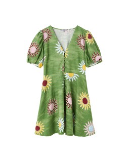 Oliver Bonas Green Summer Sun Linen Mix Mini Dress £75
