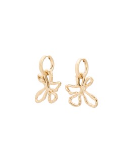 Oliver Bonas Jackson Flower Motif Brass Hoop Drop Earrings £19.50