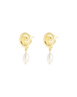 Oliver Bonas Kerry Swirl & Pearl Drop Gold Plated Earrings £48