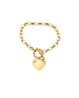 Oliver Bonas Louisa Etched Heart Charm Stainless Steel Chain Bracelet £29.50