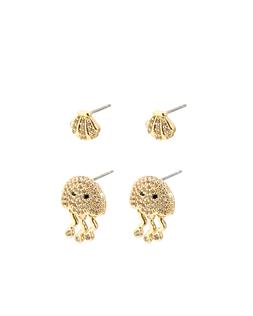 Oliver Bonas Maren Shell & Jellyfish CZ Inlay Stud Earrings Pack of 4 £24